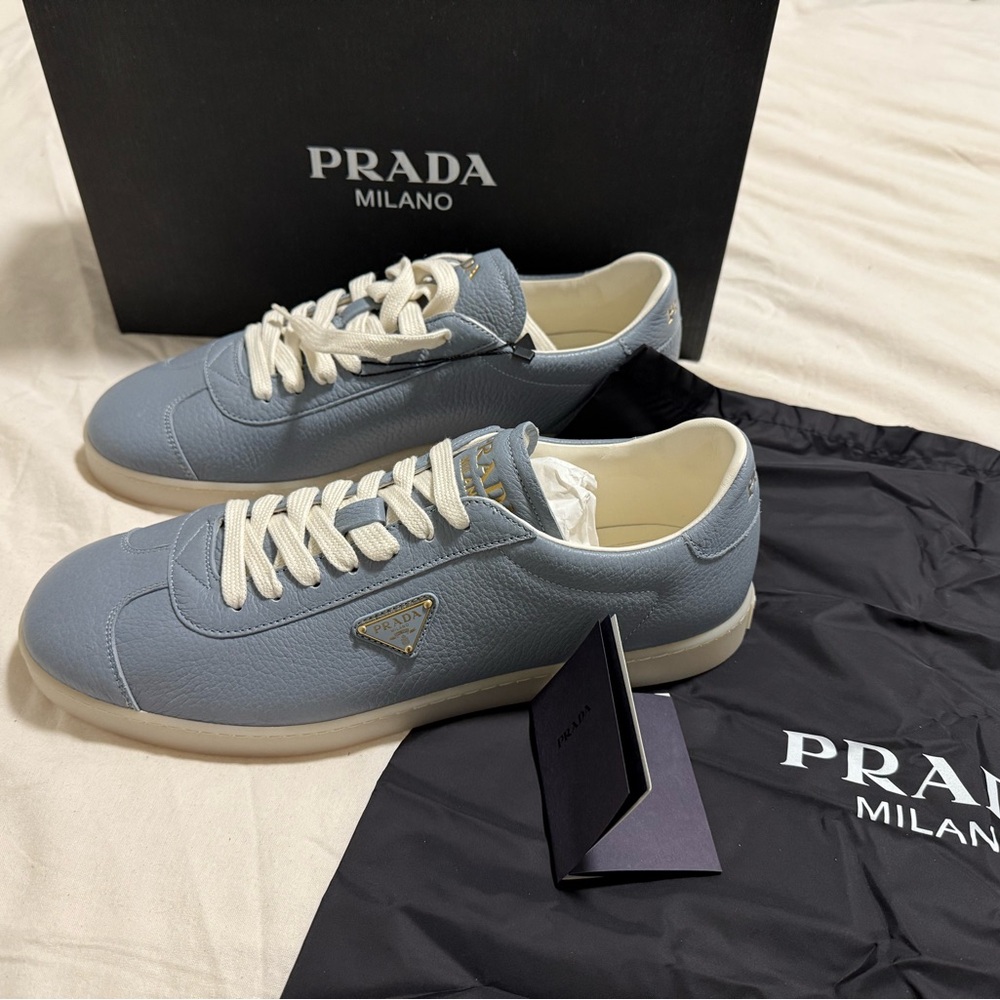 Prada Men's Gray Leather Sneakers